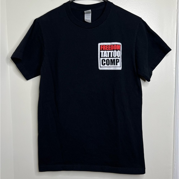Freedom Tattoo Company Black Short Sleeve T Shirt Size Small Back Graphic Unisex - Picture 1 of 8